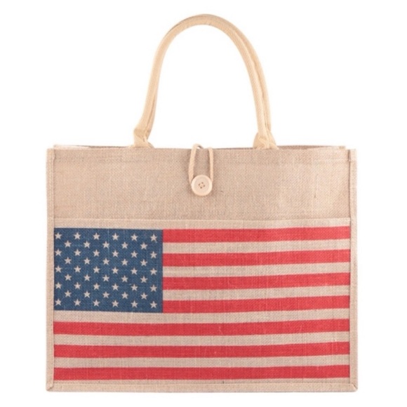 American Flag tote - bag Structured
Burlap Tote New approx 18x24x2-1/2 B… - Picture 10 of 14